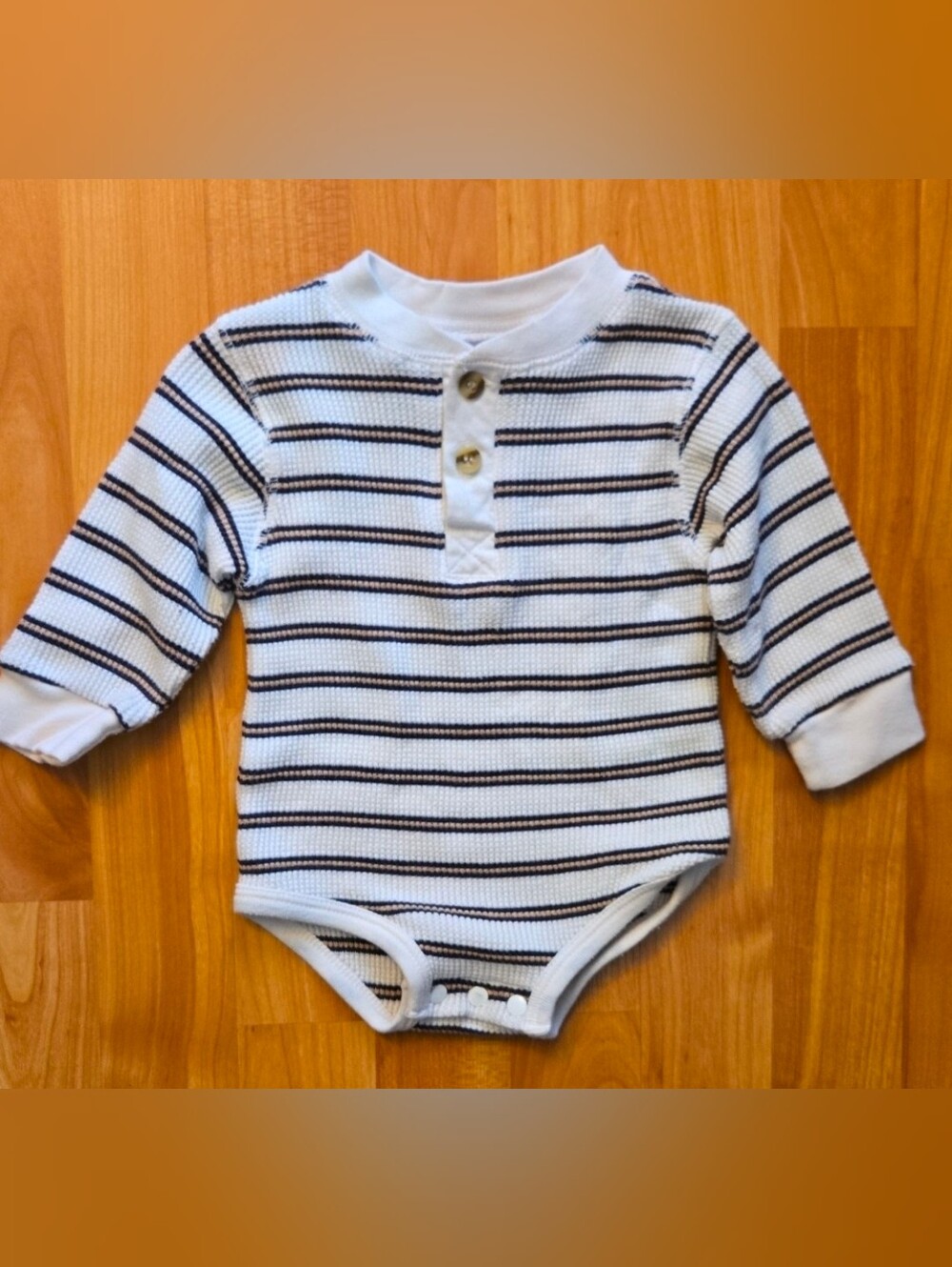 Vintage miniwear Striped Bodysuit Snap Crotch Henley Shirt Infant 12 month